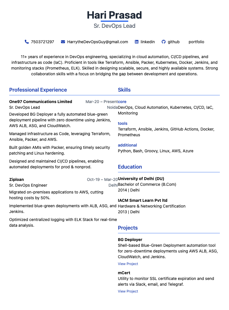 Resume Preview