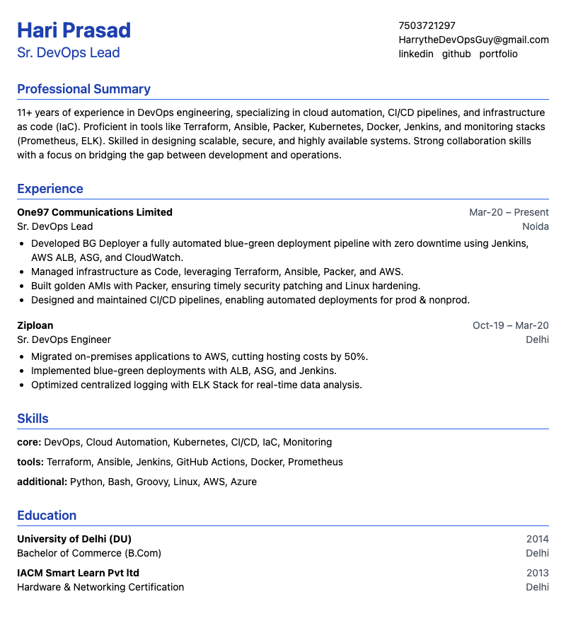 Resume Preview
