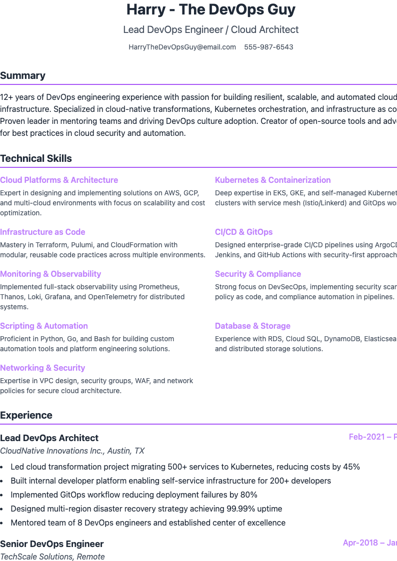 Compact ATS Resume Preview