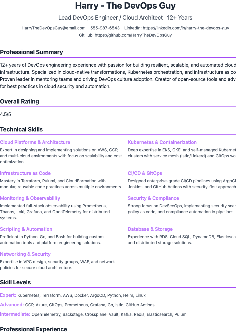 Complete Data Resume Preview
